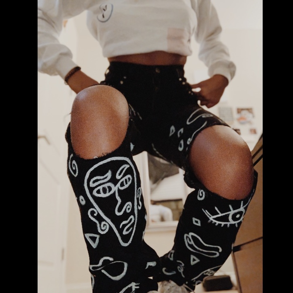 HANDPAINTED AUTHENTIC ROCKIES HIGHWAISTED JEANS